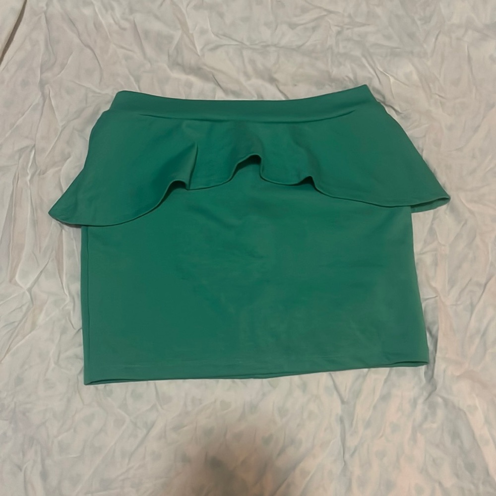 Teal green popular basic peplum skirt size large